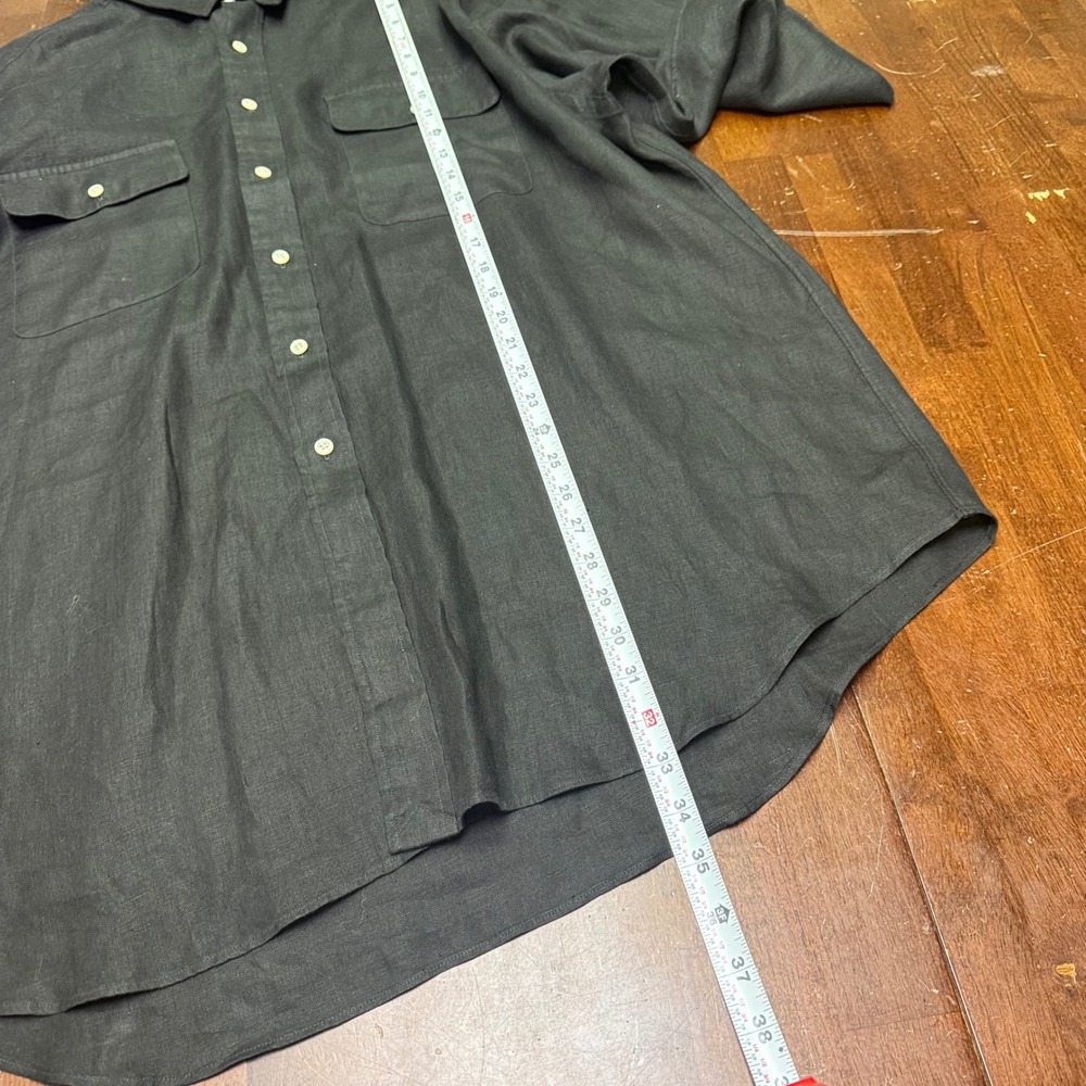 Vtg Polo Ralph Lauren Button Men XXL Black 100% Linen Whitfield Flap Pockets - Picture 5 of 6